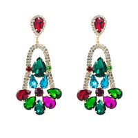 Fashion Color Diamond Series Alloy Rhinestone Geometric Flower Earrings Exaggerated Earrings main image 7