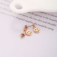 European And American Elegant Clover Smiley Face Round Beads Titanium Steel Ear Studs Suit Women's Simple Fashion Ins Earrings Rose Gold main image 5