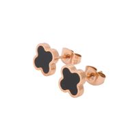 European And American Elegant Clover Smiley Face Round Beads Titanium Steel Ear Studs Suit Women's Simple Fashion Ins Earrings Rose Gold main image 6