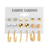 European And American Wholesale Creative Pearl Circle Earring Set 9 Pairs main image 2