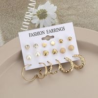 European And American Wholesale Creative Pearl Circle Earring Set 9 Pairs main image 3