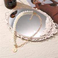 New Coin Head Seal Chain Necklace Disc Pendant Pearl Necklace main image 4