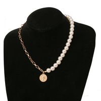 New Coin Head Seal Chain Necklace Disc Pendant Pearl Necklace main image 5