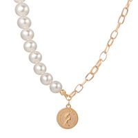 New Coin Head Seal Chain Necklace Disc Pendant Pearl Necklace main image 6