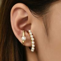 Korea Imitation Pearl Geometric Ear Clip Earrings main image 2