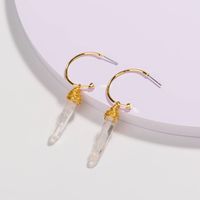 European And American Creative Fashion C-shaped Hand-wound Transparent Natural Stone Earrings main image 1