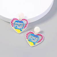 European And American Fashion Graffiti Acrylic Heart-shaped Earrings main image 3