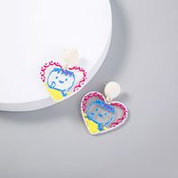 European And American Fashion Graffiti Acrylic Heart-shaped Earrings main image 1