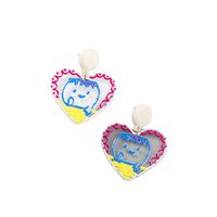 European And American Fashion Graffiti Acrylic Heart-shaped Earrings main image 6