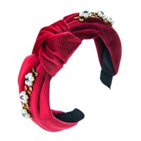 European And American Autumn And Winter New Korean Pure Color Flannel Simple Pearl Headband main image 6