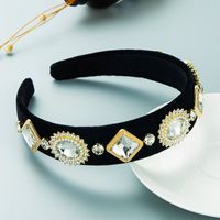 Baroque Super Flash Rhinestone Glass Diamond Pearl Hair Band Simple Hair Accessories main image 4