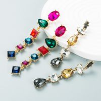 Fashion Trend Alloy Diamond-studded Geometric Long Earrings Female Wholesale main image 2