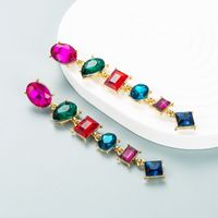 Fashion Trend Alloy Diamond-studded Geometric Long Earrings Female Wholesale main image 4