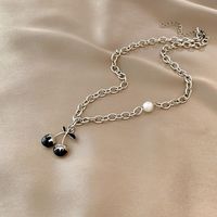 Fashion Pearl Simple Cherry Titanium Steel Necklace main image 2