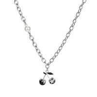 Fashion Pearl Simple Cherry Titanium Steel Necklace main image 4