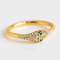 European And American Fashion Copper-plated 18k Gold Micro-inlaid Zircon Snake Ring main image 4
