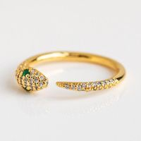 European And American Fashion Copper-plated 18k Gold Micro-inlaid Zircon Snake Ring main image 5