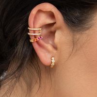 New Micro-inlaid Rainbow Retro Copper Earrings Colored Diamond Earrings main image 4
