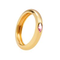 European And American Inlaid Multicolor Zircon 18k Gold-plated Smooth Copper Ring main image 6