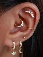Star Moon Diamond Earrings Ear Hoop Fashion Earrings main image 5
