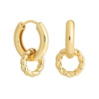 Retro Double Ring Interlocking Earrings European And American Exaggerated Copper Ear Jewelry main image 1