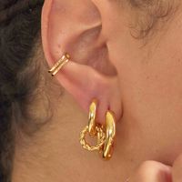 Retro Double Ring Interlocking Earrings European And American Exaggerated Copper Ear Jewelry main image 4