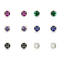 Fashion Simple Multicolor Zircon Four Claw Earrings main image 1