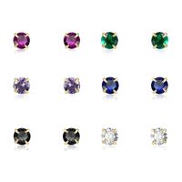 Fashion Simple Multicolor Zircon Four Claw Earrings main image 2