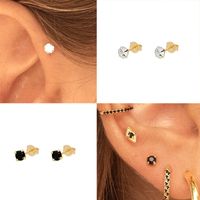Fashion Simple Multicolor Zircon Four Claw Earrings main image 3
