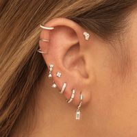 New Minimalist Earrings Drop-shaped Circle Inlaid Zircon Earrings main image 4