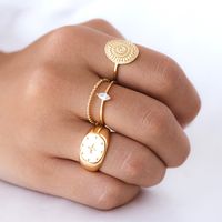 New Copper-plated 18k Gold Retro Round Eye Ring Wholesale main image 3