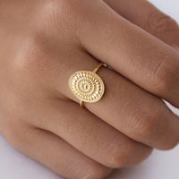 New Copper-plated 18k Gold Retro Round Eye Ring Wholesale main image 5