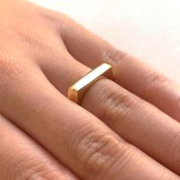 Einfache Atmosphäre Goldener Flacher Zeigefinger Kupfer Plattiert 18k Gold Ring Großhandel main image 5