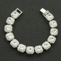 European And American Men's Exaggerated Full Diamond Peach Heart Diamond Cuban Chain Necklace Bracelet sku image 4