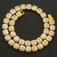 European And American Men's Exaggerated Full Diamond Peach Heart Diamond Cuban Chain Necklace Bracelet sku image 15