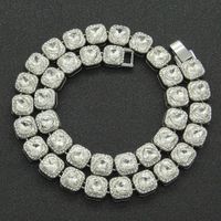 European And American Men's Exaggerated Full Diamond Peach Heart Diamond Cuban Chain Necklace Bracelet sku image 16