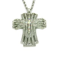 New Hip Hop Full Diamond Hollow Cross Rhinestone Necklace Wholesale main image 6