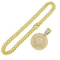 Fashion Three-dimensional Diamond-studded Number 7 Round Pendant Alloy Necklace main image 6