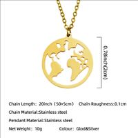 Fashion Geometric Stainless Steel World Map Pendant Glossy Three-dimensional Creative Necklace main image 3