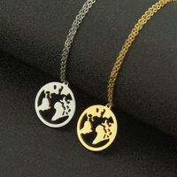 Fashion Geometric Stainless Steel World Map Pendant Glossy Three-dimensional Creative Necklace main image 4