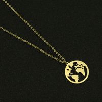 Fashion Geometric Stainless Steel World Map Pendant Glossy Three-dimensional Creative Necklace main image 5