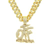 Creative Stitching Full Diamond Letter Pendant Alloy Necklace main image 1