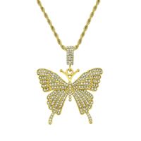 Simple Trendy Full Diamond Butterfly Pendant Necklace main image 1