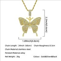 Simple Trendy Full Diamond Butterfly Pendant Necklace main image 3