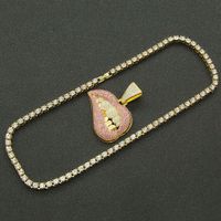 Fashion Personality Pink Lip Diamond Pendant Necklace main image 4