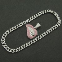 Fashion Personality Pink Lip Diamond Pendant Necklace main image 5