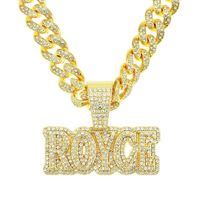 Personality Full Diamond Three-dimensional Letter Cuban Chain Alloy Necklace main image 1