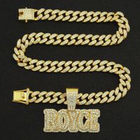 Personality Full Diamond Three-dimensional Letter Cuban Chain Alloy Necklace main image 4
