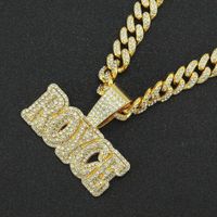 Personality Full Diamond Three-dimensional Letter Cuban Chain Alloy Necklace main image 5
