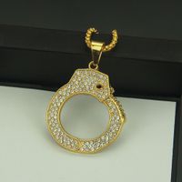 Modische Diamantbesetzte Persönlichkeits-handschellen-anhänger-halskette main image 4